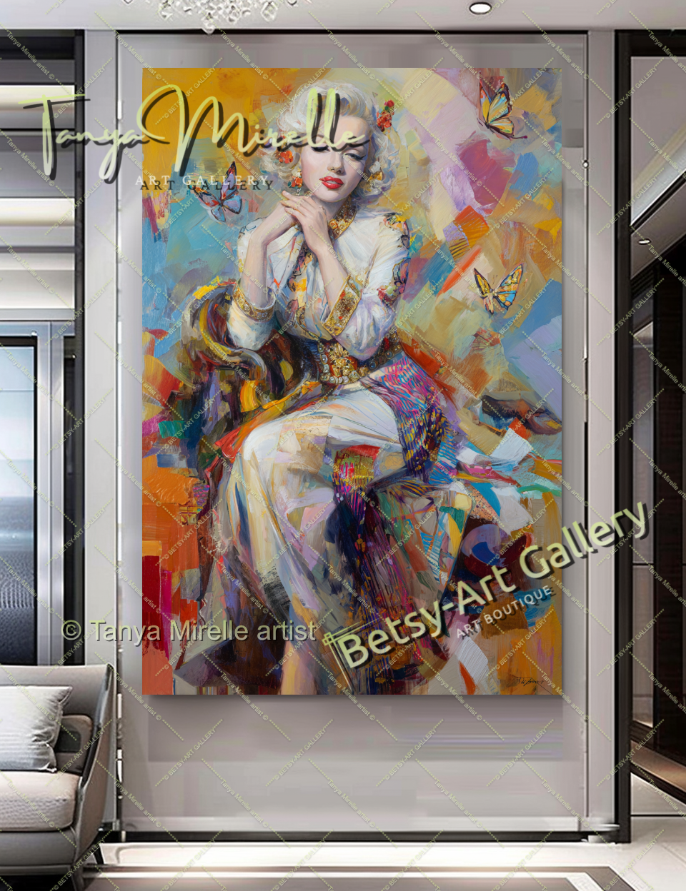 Oriental Marilyn Monroe Portrait - Vibrant Modern Canvas Print #7