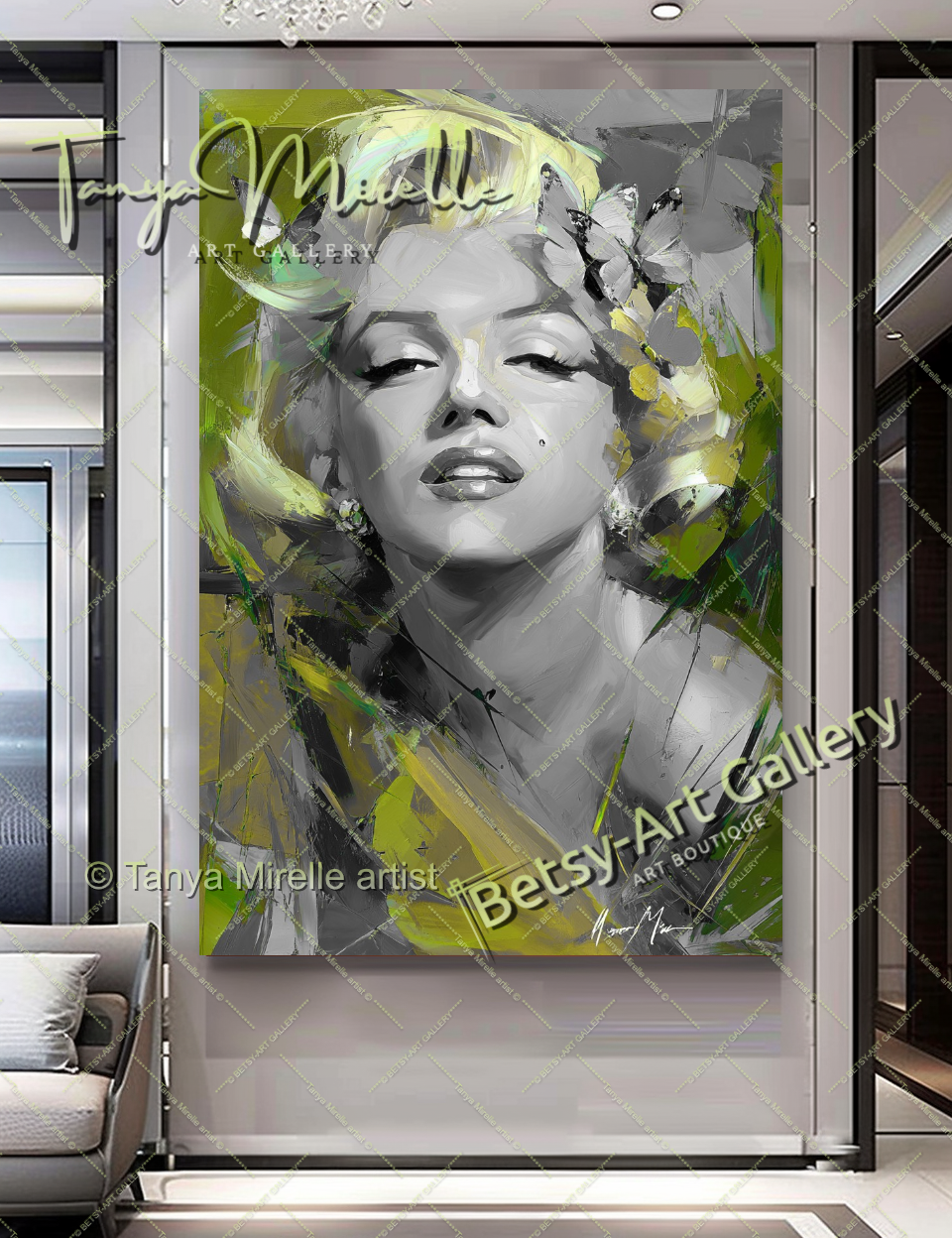 Iconic Drawing Portrait Marilyn Monroe - Modern Canvas Print