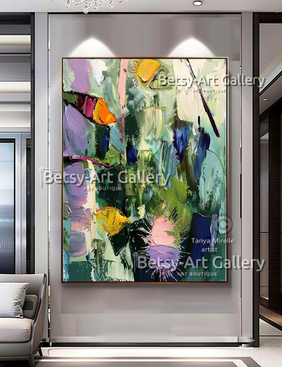 {{ product.title }} – {{ product.metafields.size | default: "Large" }} {{ product.metafields.technique | default: "Oil on Canvas" }} – {% if image.alt != blank %}{{ image.alt }}{% else %}{% if forloop.index0 == 0 %}Main view{% elsif forloop.index0 <= 2 %}Detail view{% else %}Close-up impasto texture{% endif %}{% endif %} by Tanya Mirelle – original artwork for home, living room, office, or gallery