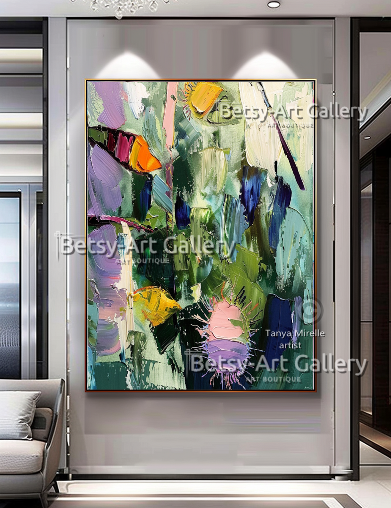 Caribbean Drift – Vibrant Underwater Symphony – Textured Abstract Wall Art #117 – Large – Oil on Canvas – {{ product.title }} canvas artwork by Tanya Mirelle – modern wall decor – original artwork for home, living room, office, or gallery – original artwork by BETSY-ART GALLERY