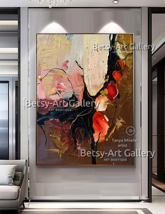 Vibrant Colors Abstract Painting on Canvas - Textured Impasto Artwork #61