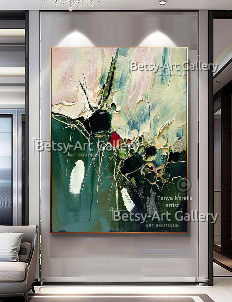 Large Vibrant Abstract – Modern Textured Impasto Wall Art #75 – Large – Oil on Canvas – {{ product.title }} canvas artwork by Tanya Mirelle – modern wall decor – original artwork for home, living room, office, or gallery – original artwork by BETSY-ART GALLERY