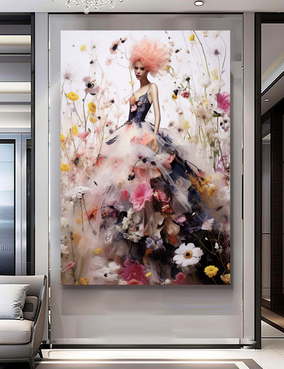 Perfume Floral Woman Art - Blooming Flowers Dress - Chic Home Decor