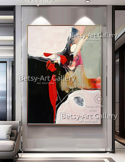 Bold Colors Modern Wall Art - Textured Impasto Painting #103