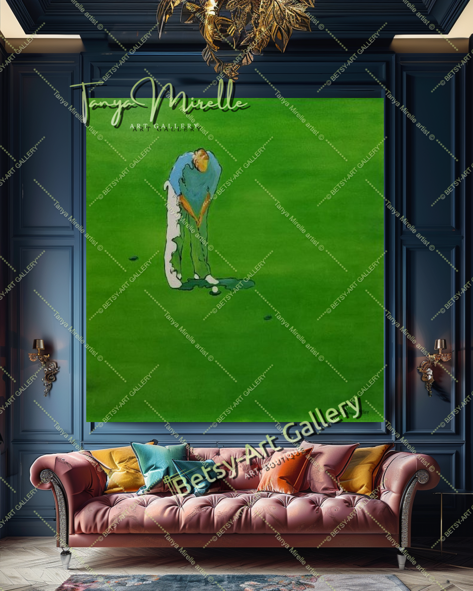 GRANDE peinture abstraite moderne de golf sur toile, art de golf, décoration de golf, décoration d'intérieur unique, club, bureau