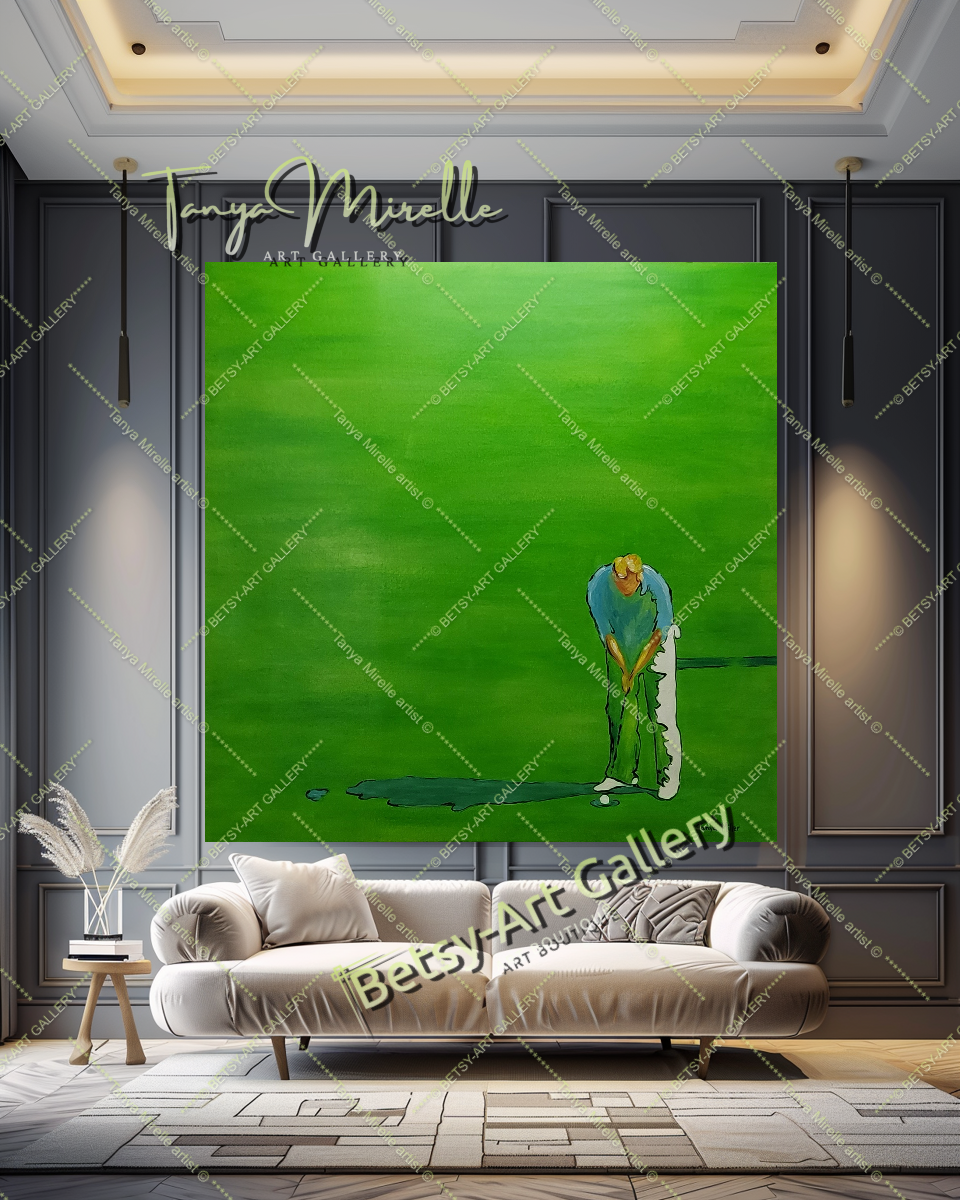 GRANDE peinture abstraite moderne de golf sur toile, art de golf, décoration de golf, décoration d'intérieur unique, club, bureau