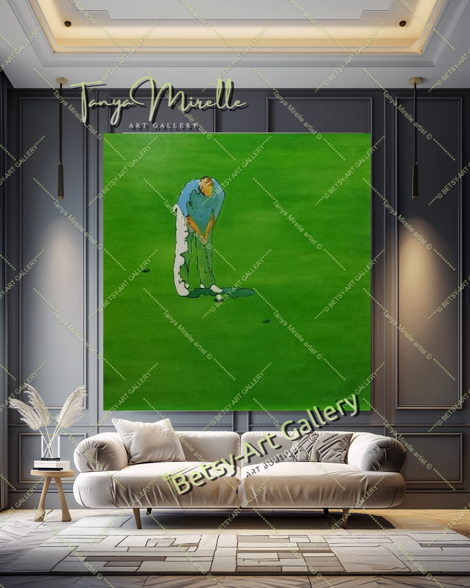 GRANDE peinture abstraite moderne de golf sur toile, art de golf, décoration de golf, décoration d'intérieur unique, club, bureau