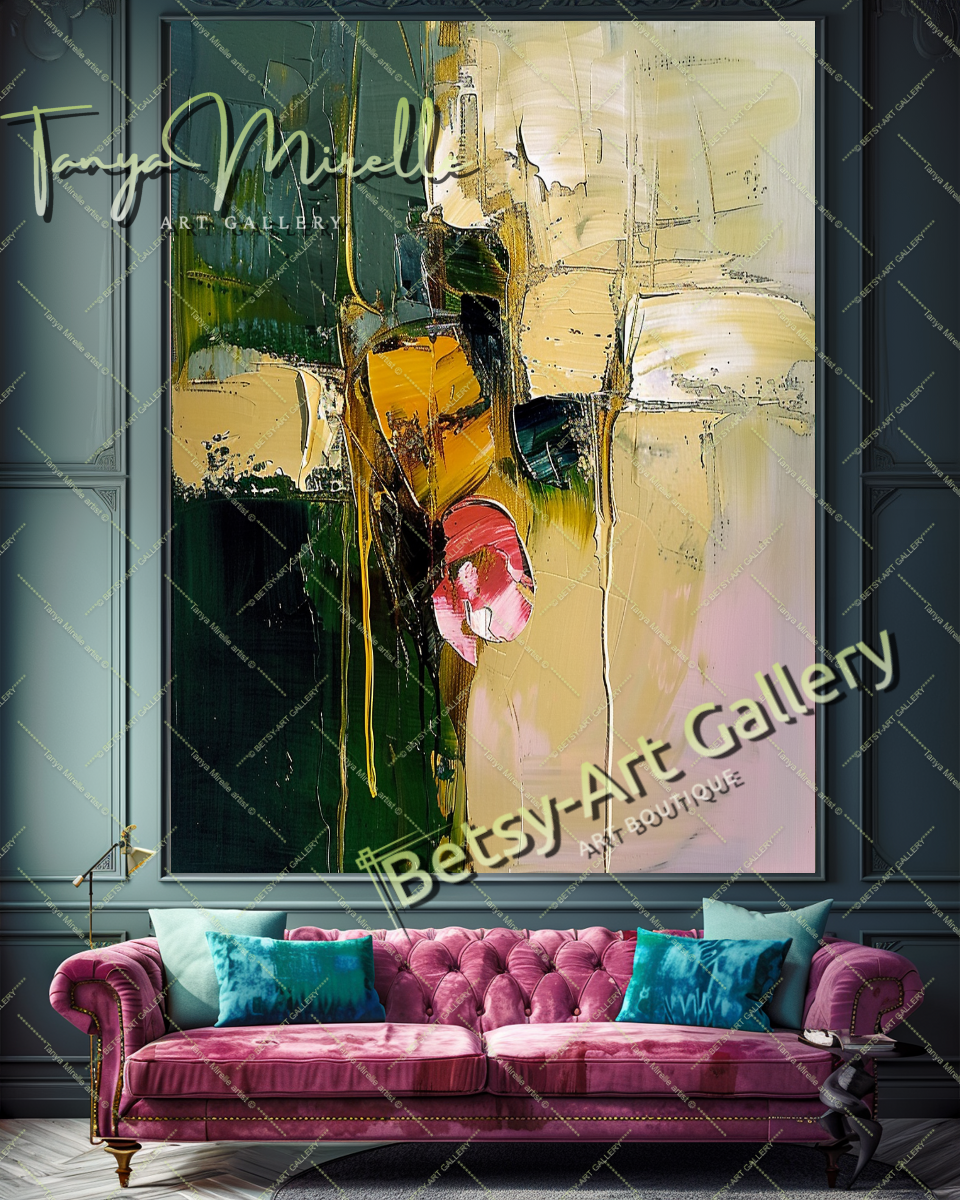 Abstract Expressionist Oil Painting with Bold Colors #194