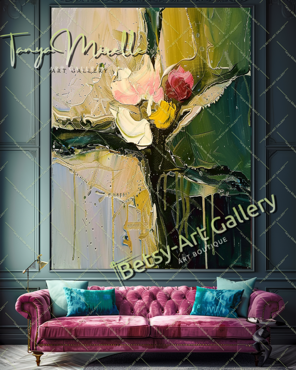 Abstract Expressionist Oil Painting with Bold Colors #194
