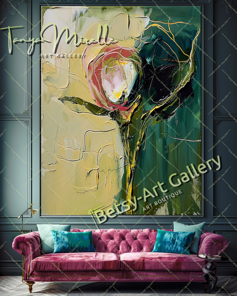 Abstract Expressionist Oil Painting with Bold Colors #194 – Large – Oil on Canvas – {{ product.title }} canvas artwork by Tanya Mirelle – modern wall decor – original artwork for home, living room, office, or gallery – original artwork by BETSY-ART GALLERY