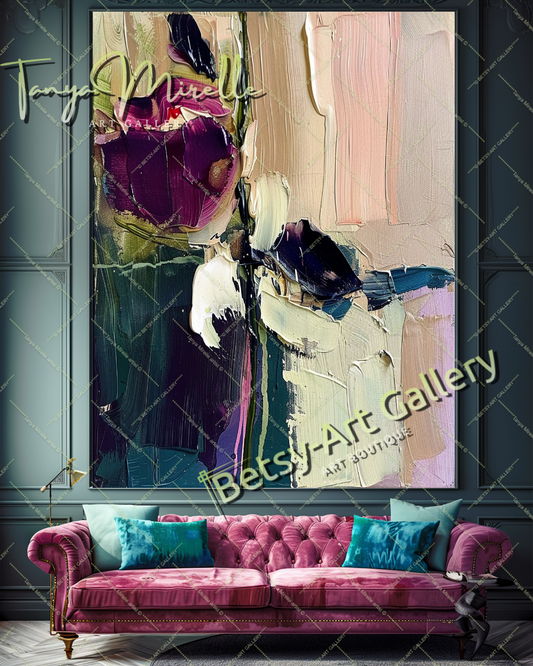 Bold Abstract Rose - Floral Oil Painting for Living Room #201