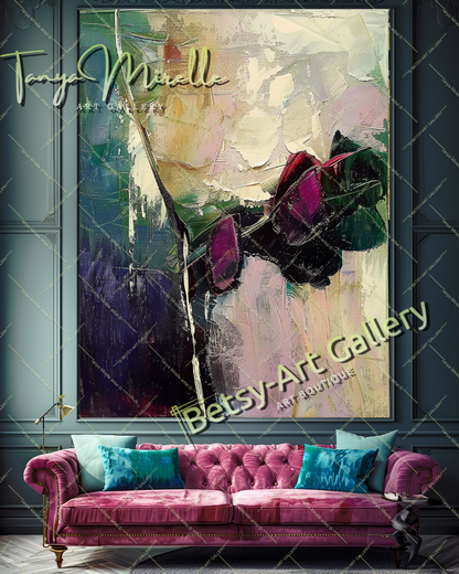 Bold Abstract Floral Oil Painting for Living Room #202