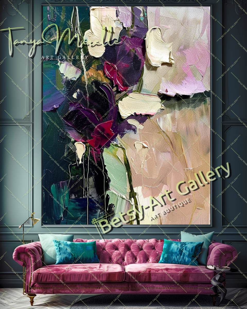 Bold Abstract Rose - Floral Oil Painting for Living Room #201