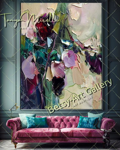 Bold Abstract Rose - Floral Oil Painting for Living Room #201
