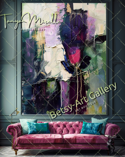 Bold Abstract Rose - Floral Oil Painting for Living Room #201