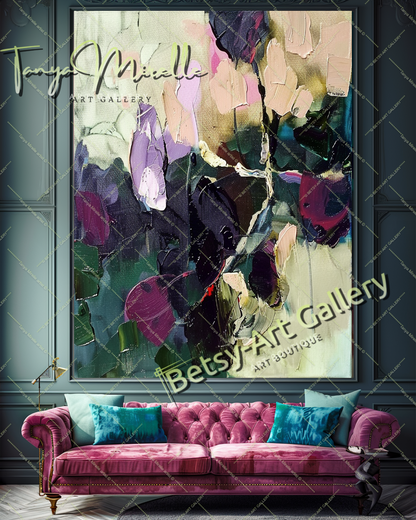 Bold Abstract Floral Oil Painting for Living Room #202