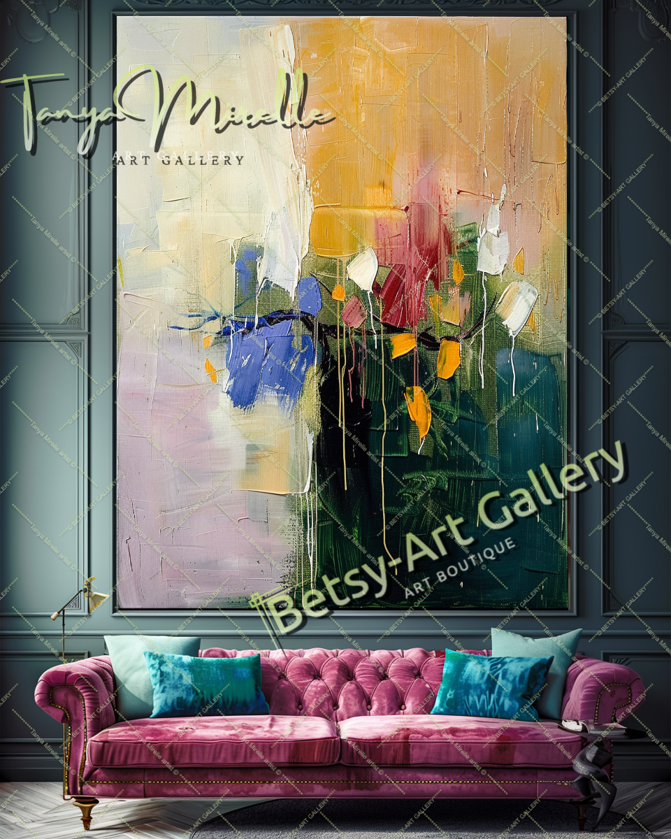 Vibrant Textured Flower Oil Painting on Canvas #176