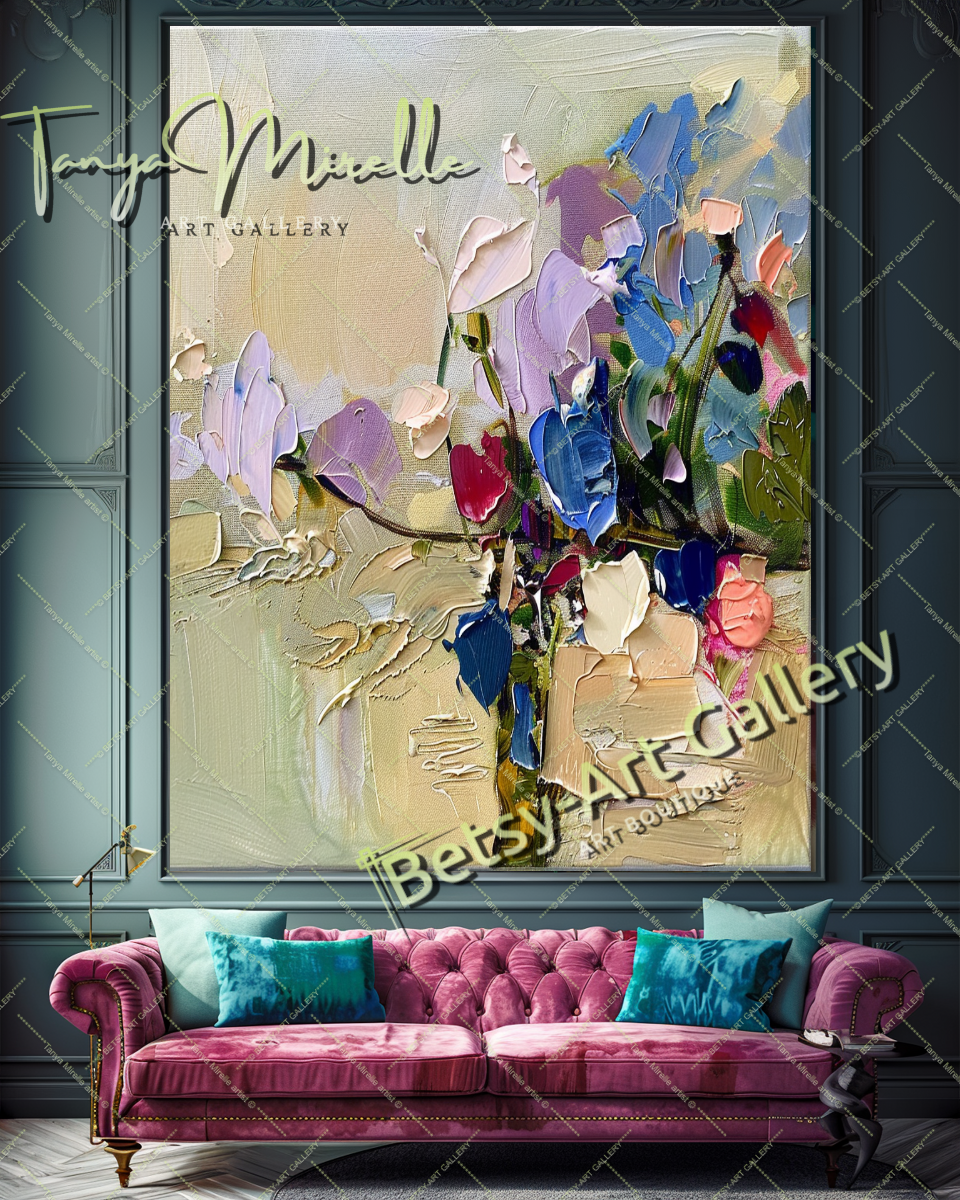 Hand-Painted Impasto Flower Canvas Wall Art #179