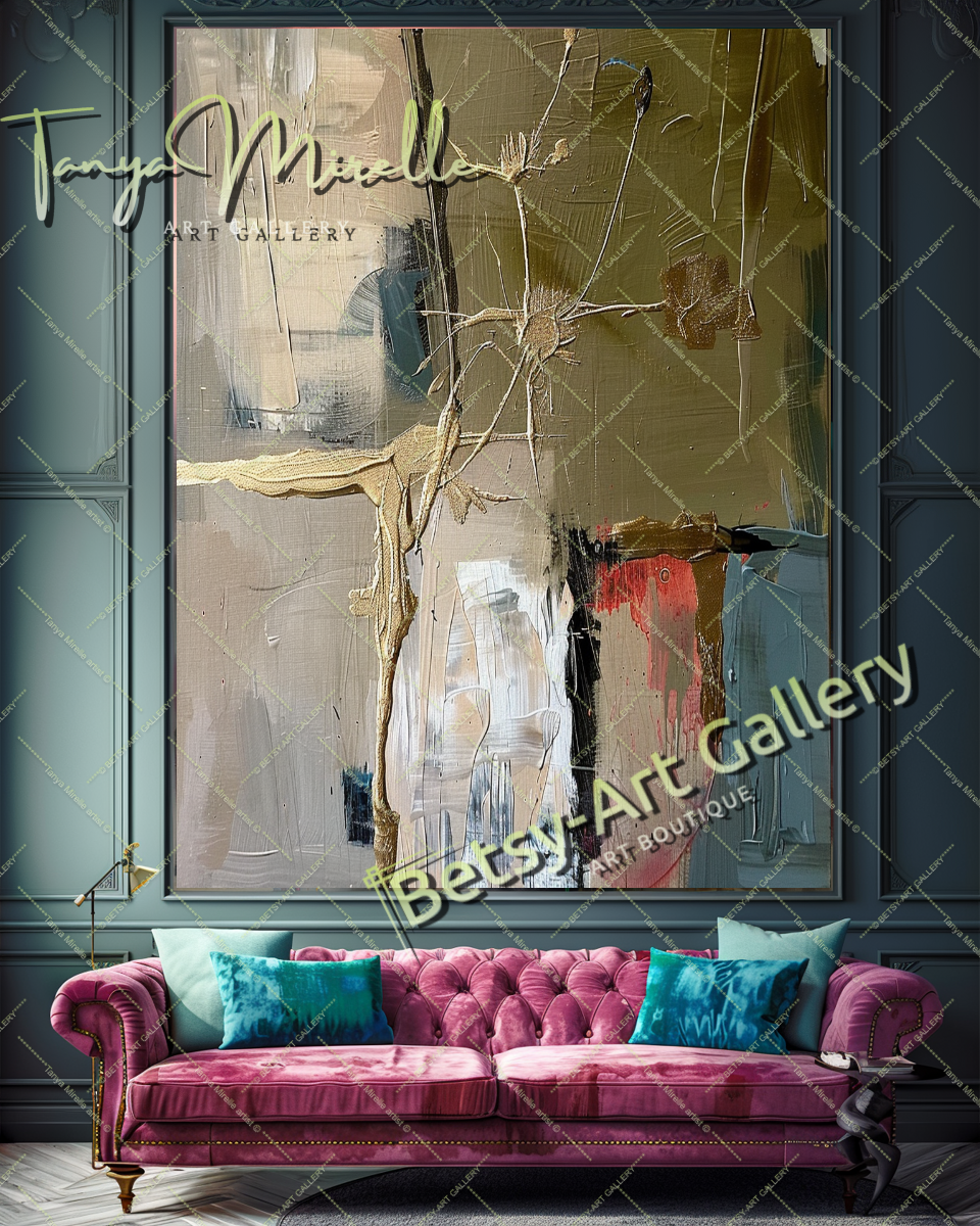 Elegant Abstract Oil Painting for Interior Design #182