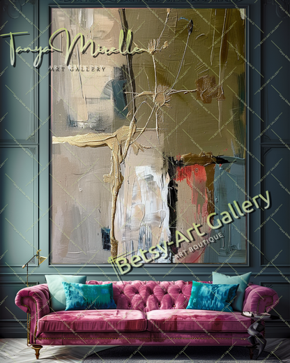 Elegant Abstract Oil Painting for Interior Design #182