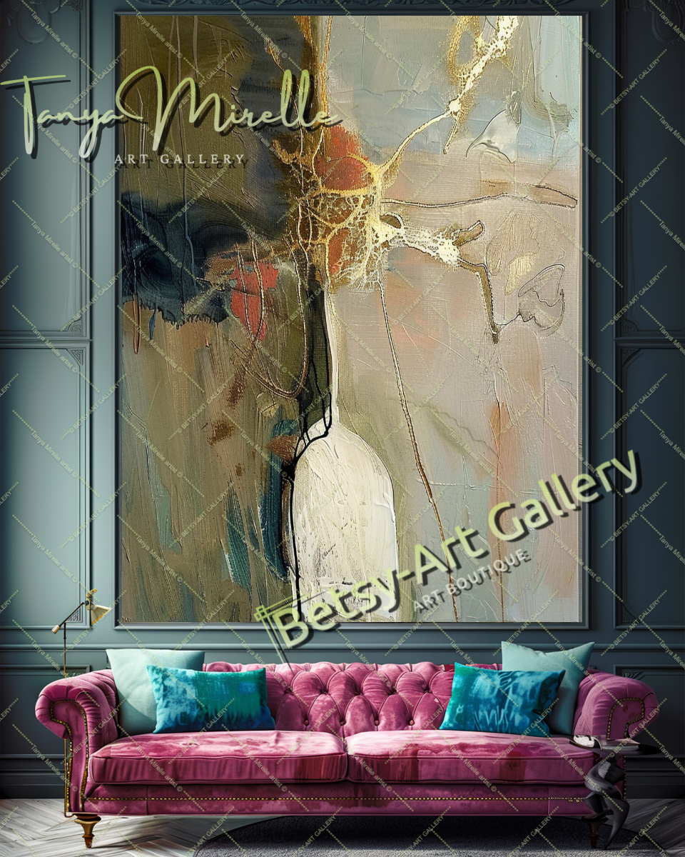 Elegant Abstract Oil Painting for Interior Design #182