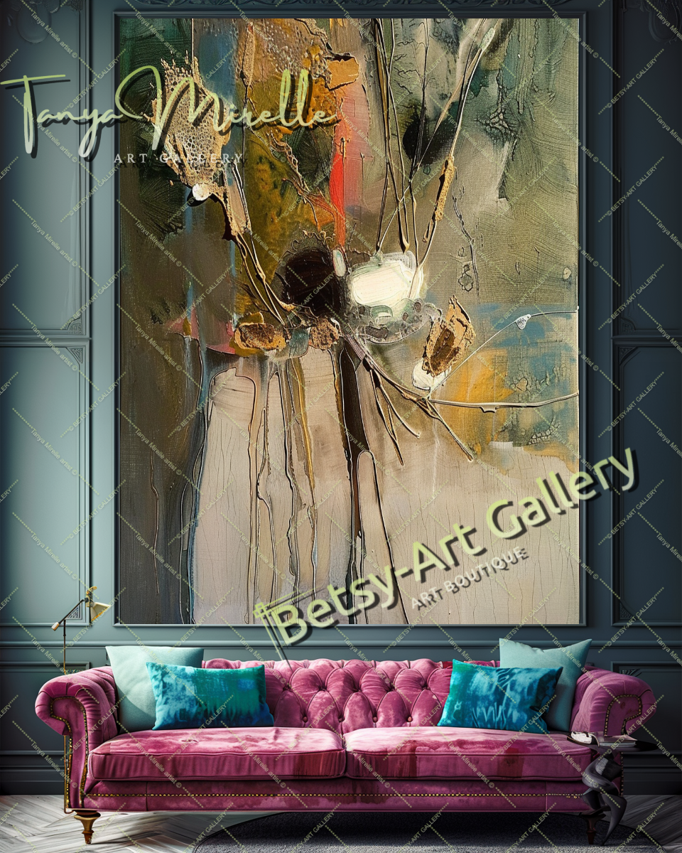 Elegant Abstract Oil Painting for Interior Design #182