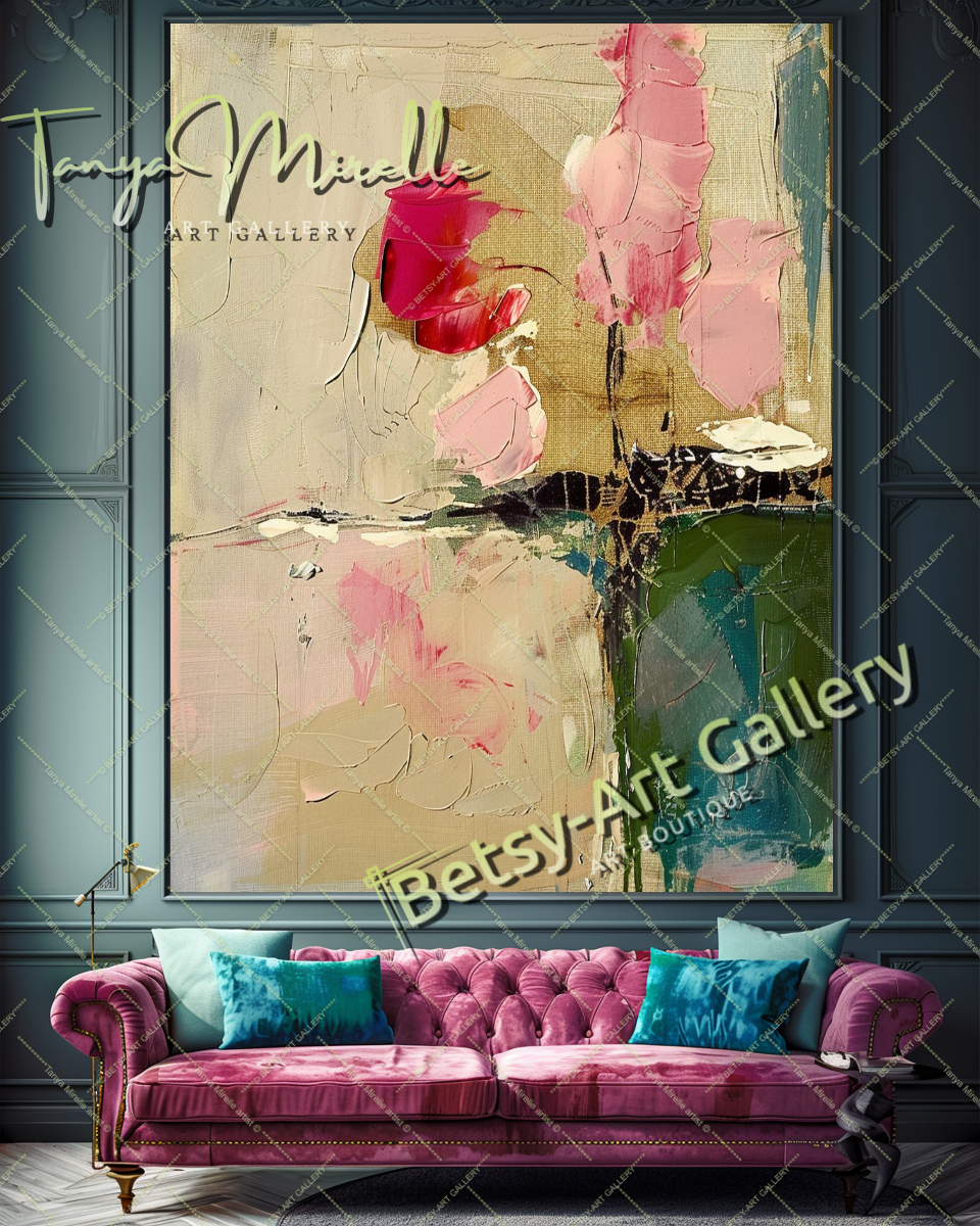 Large Textured Oil Painting, Modern Floral Artwork #185