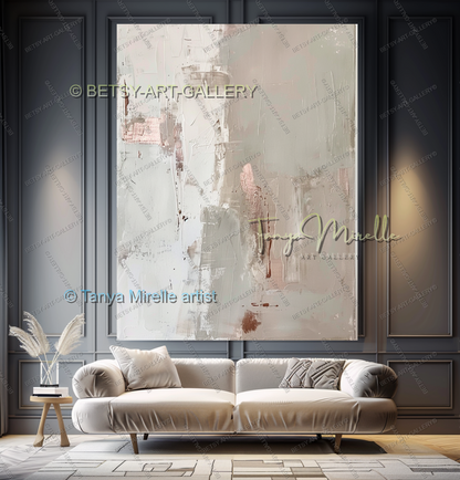 Soft White Abstract Painting – Handcrafted Canvas Wall Art, No Frame