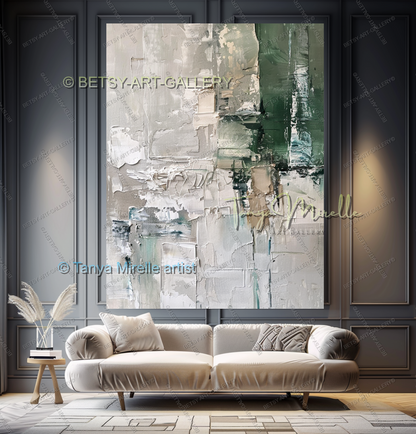 Serene Neutral Painting - Large Modern Abstract Impasto Painting