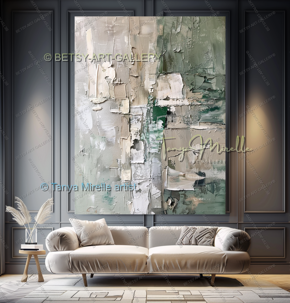 Luxury Neutral Wall Decor - Large Impasto Canvas for Living Room