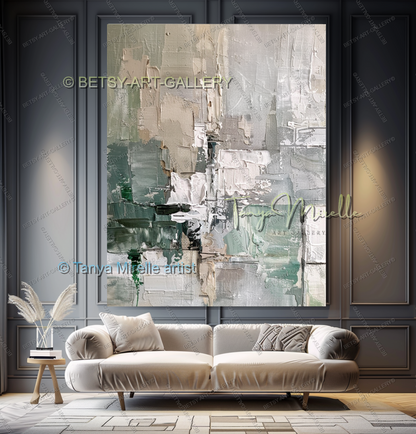 Serene Neutral Painting - Large Modern Abstract Impasto Painting