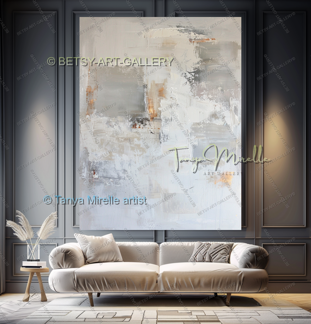 Soft White Abstract Painting – Handcrafted Canvas Wall Art, No Frame