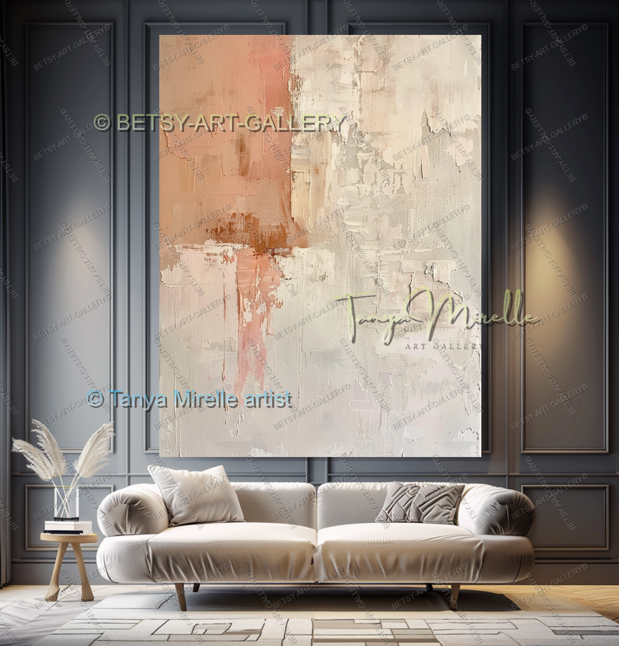 Modern Coral Statement - Elegant Abstract Canvas for Modern Homes