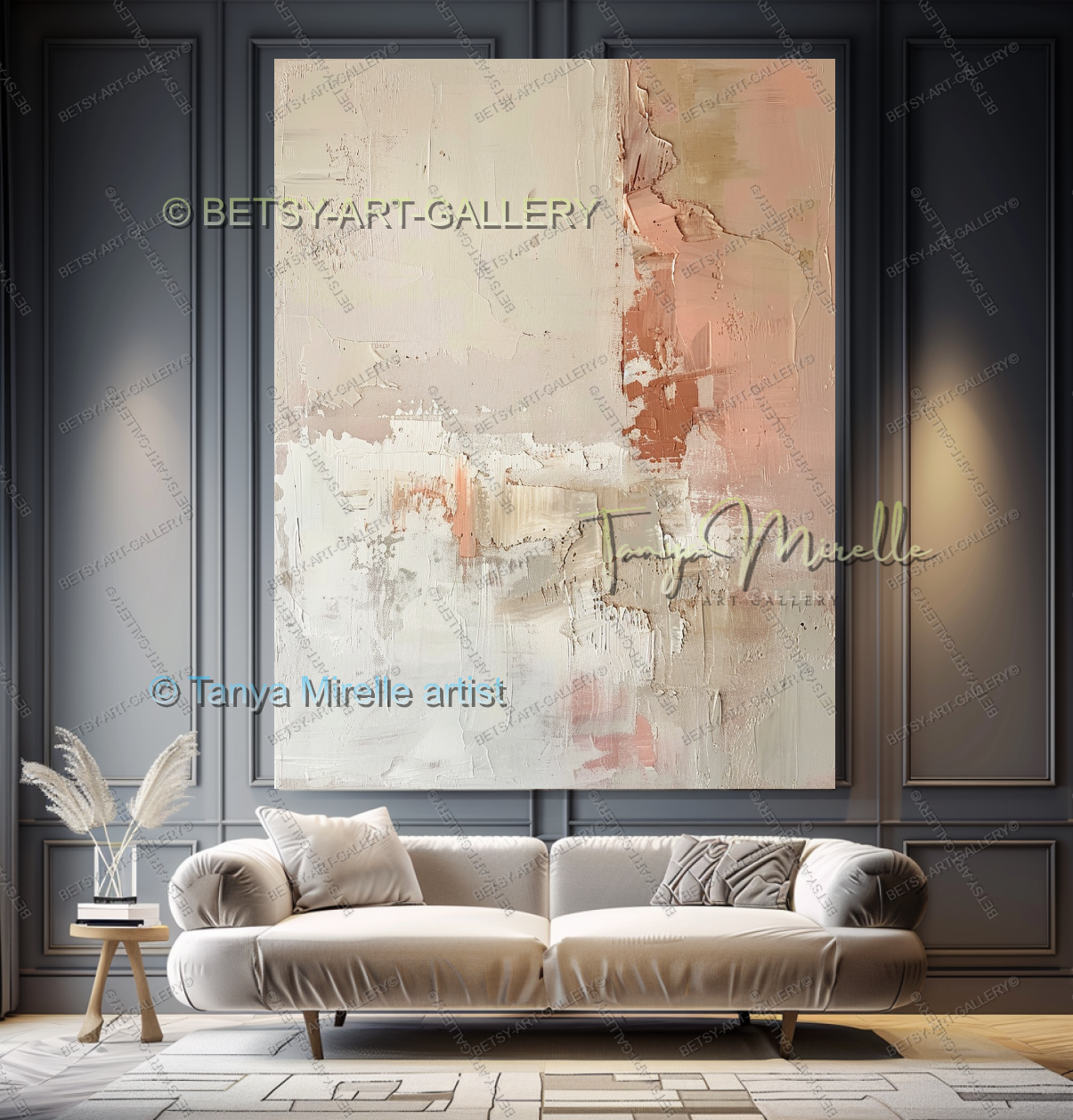 Modern Coral Statement - Elegant Abstract Canvas for Modern Homes