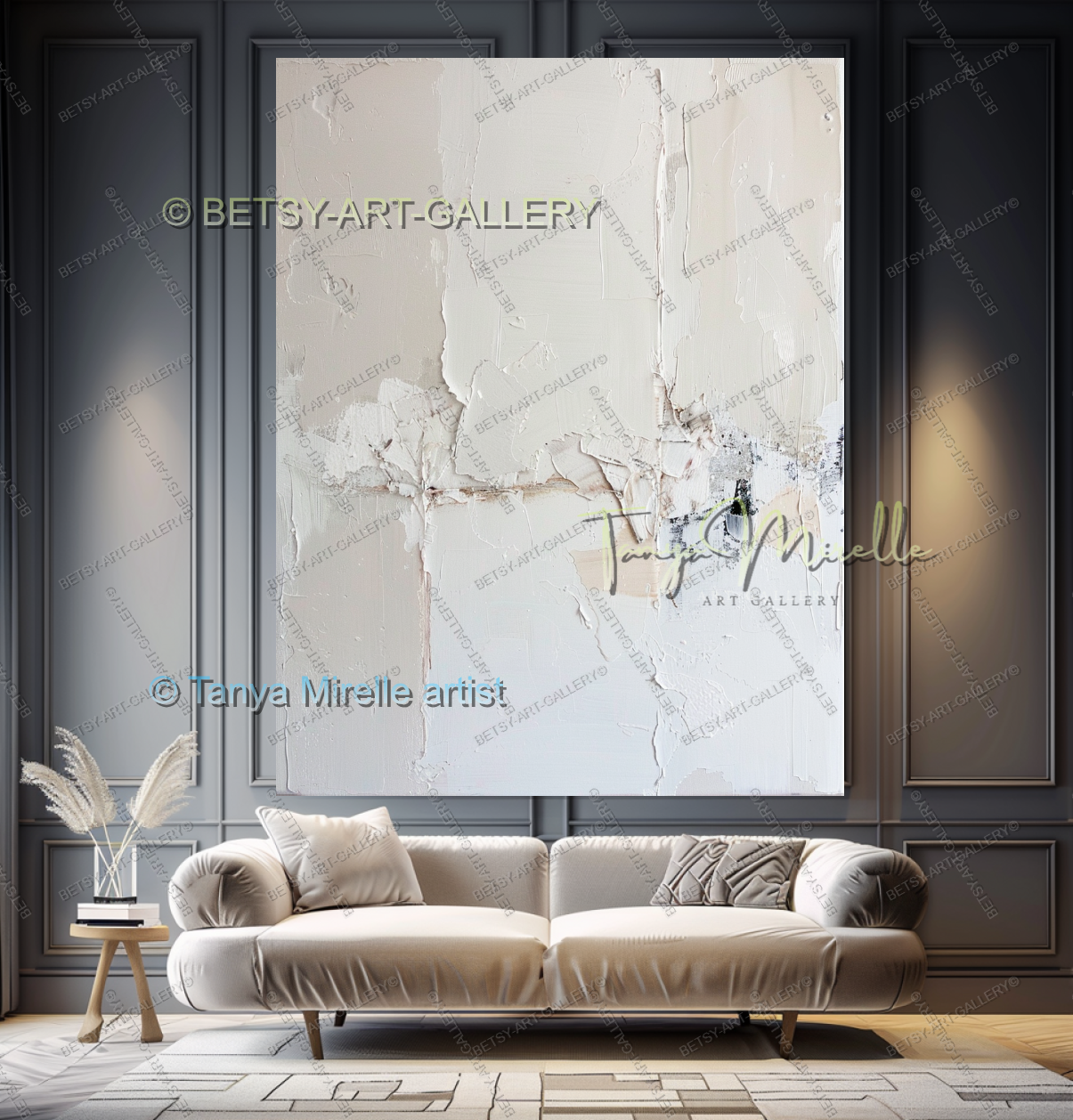 Soft White Abstract Painting – Large Textured Artwork for Contemporary Spaces