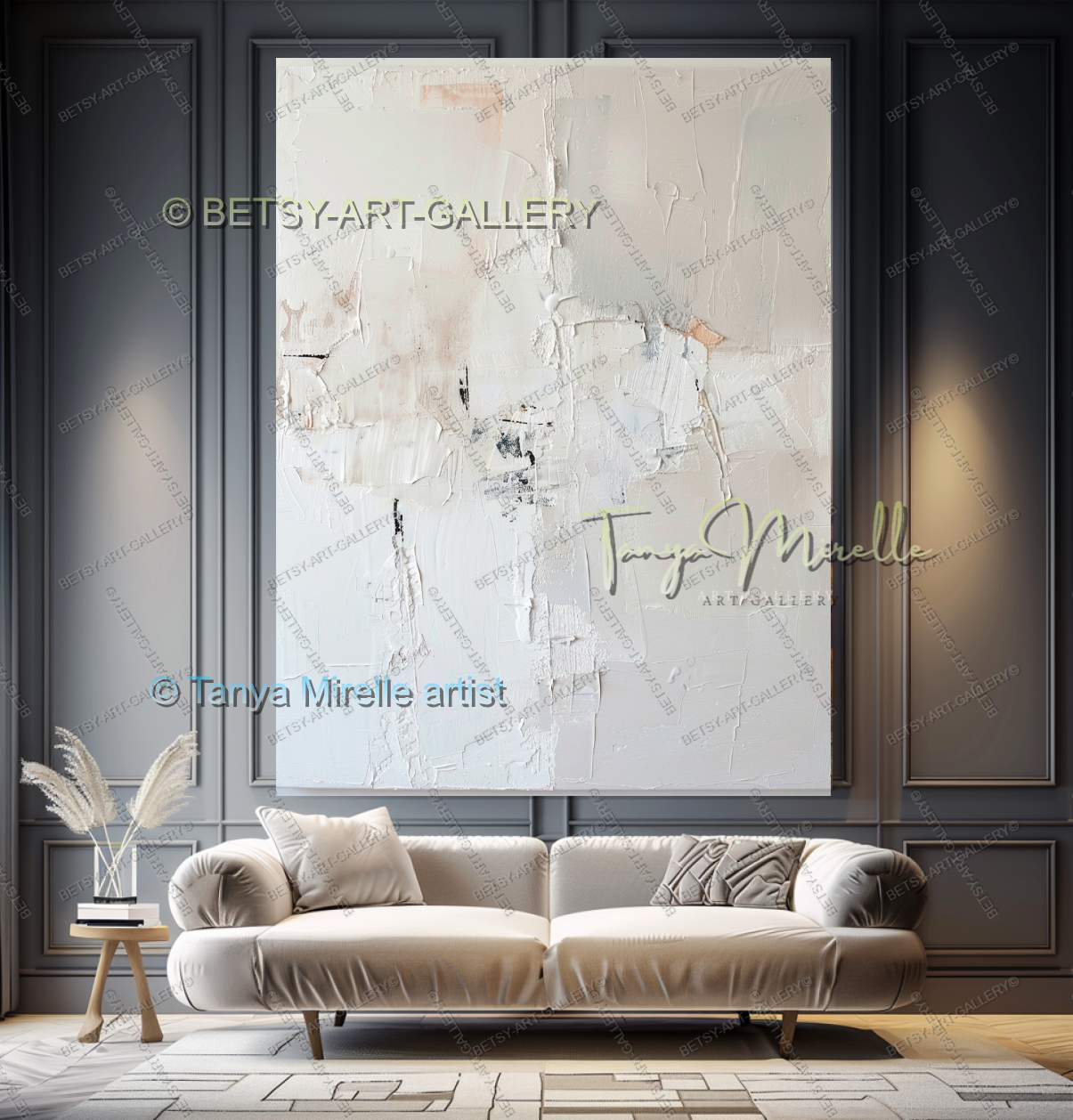 Soft White Abstract Painting – Large Textured Artwork for Contemporary Spaces
