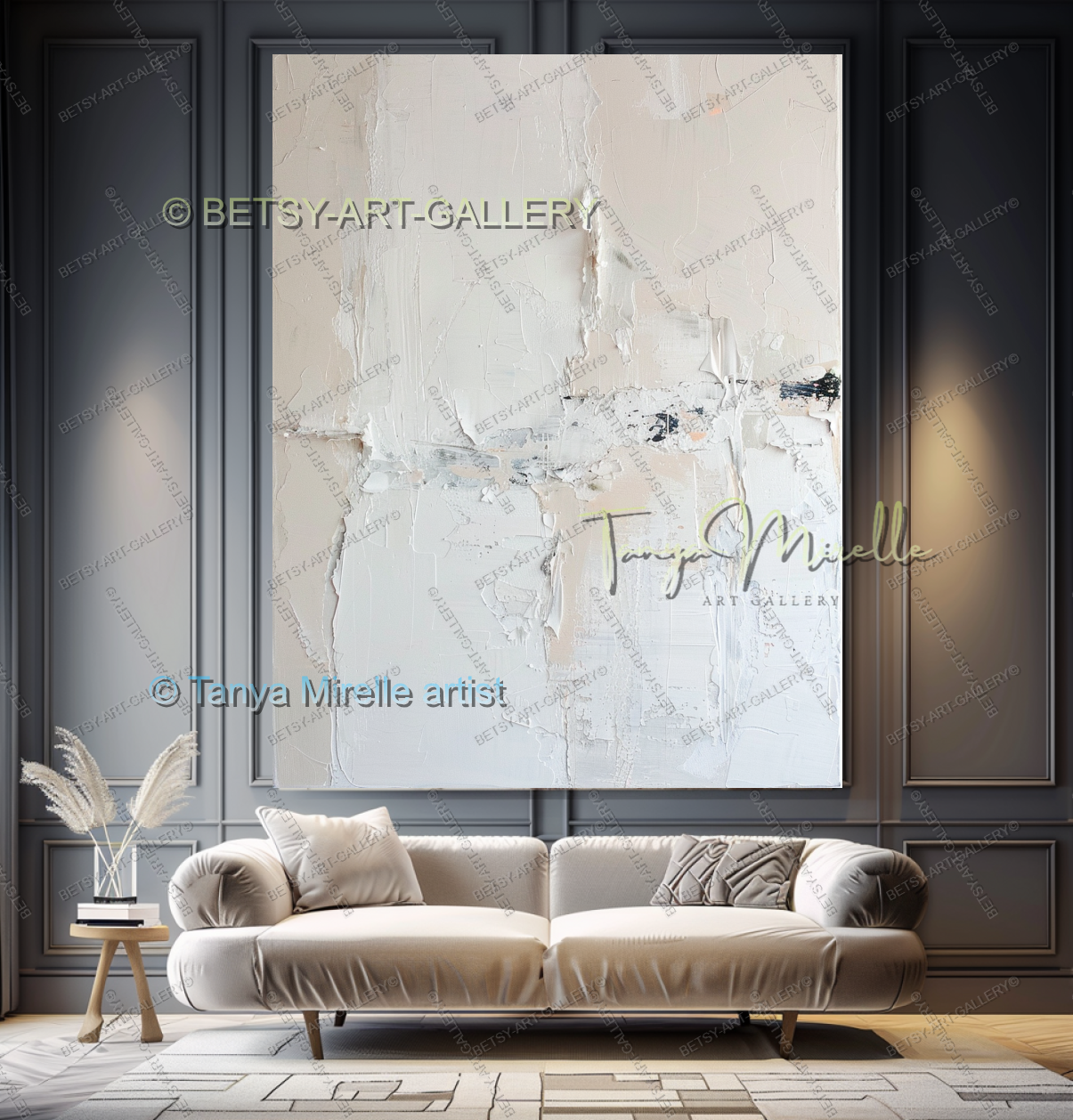 Soft White Abstract Painting – Large Textured Artwork for Contemporary Spaces
