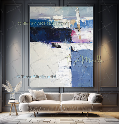 Modern Plum Accent Abstract Wall Art – Large Neutral Canvas Wall Art, No Frame