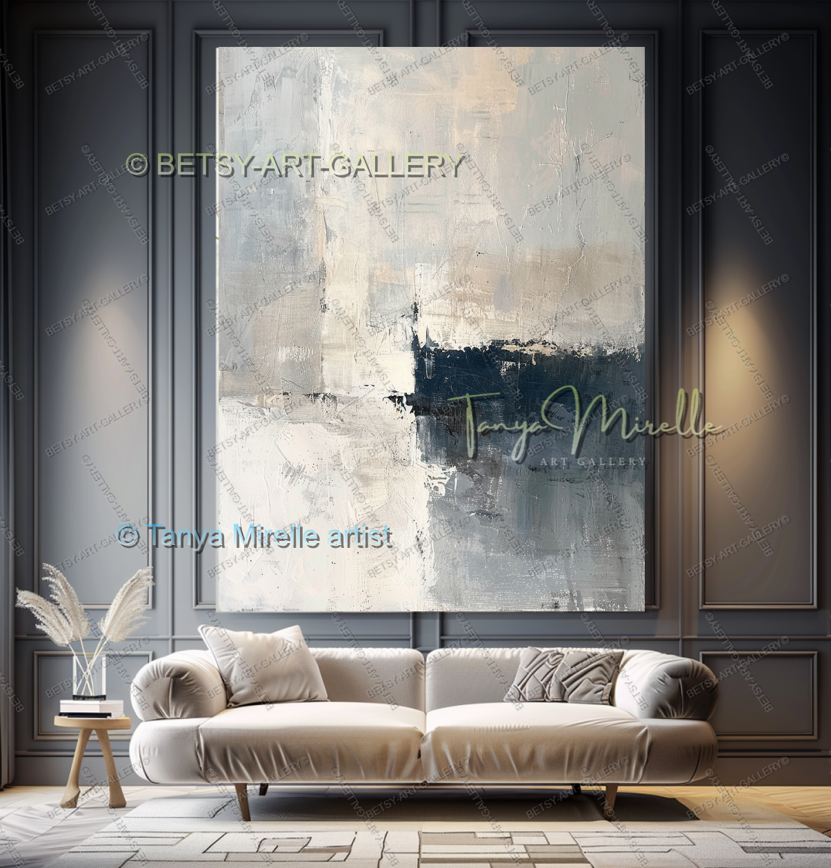 Indigo Statement Piece - Large Hand-Painted Abstract Wall Art