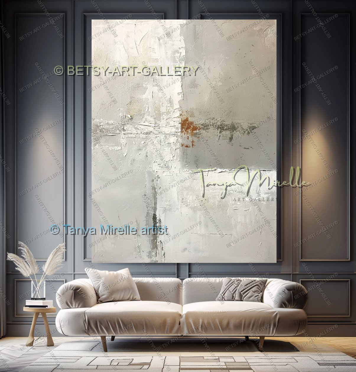 Modern Loft Painting - Abstract Textured Canvas Art for Office or Home