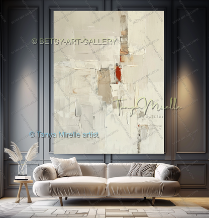 Copper Accent Wall Art - Large Taupe Art for Contemporary Decor