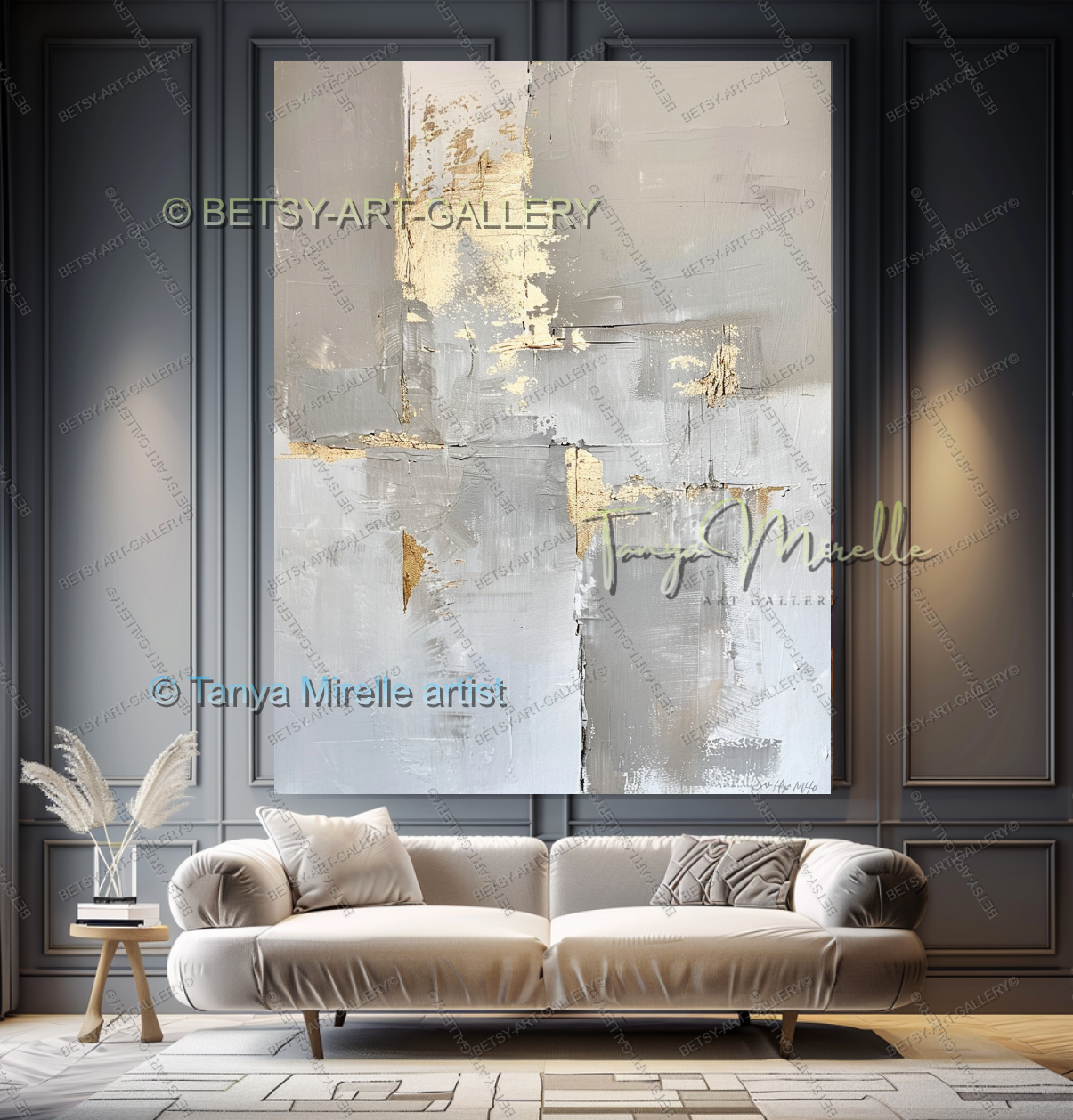 Architectural Gold Layers – Large Impasto Canvas Art for Modern Interiors