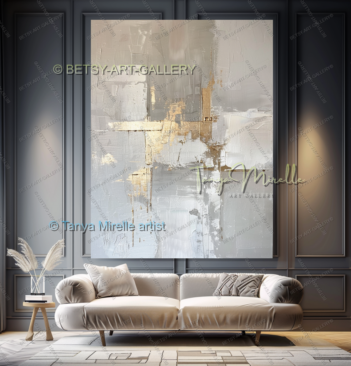 Architectural Gold Layers – Large Impasto Canvas Art for Modern Interiors