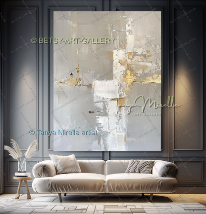 Architectural Gold Layers – Large Impasto Canvas Art for Modern Interiors