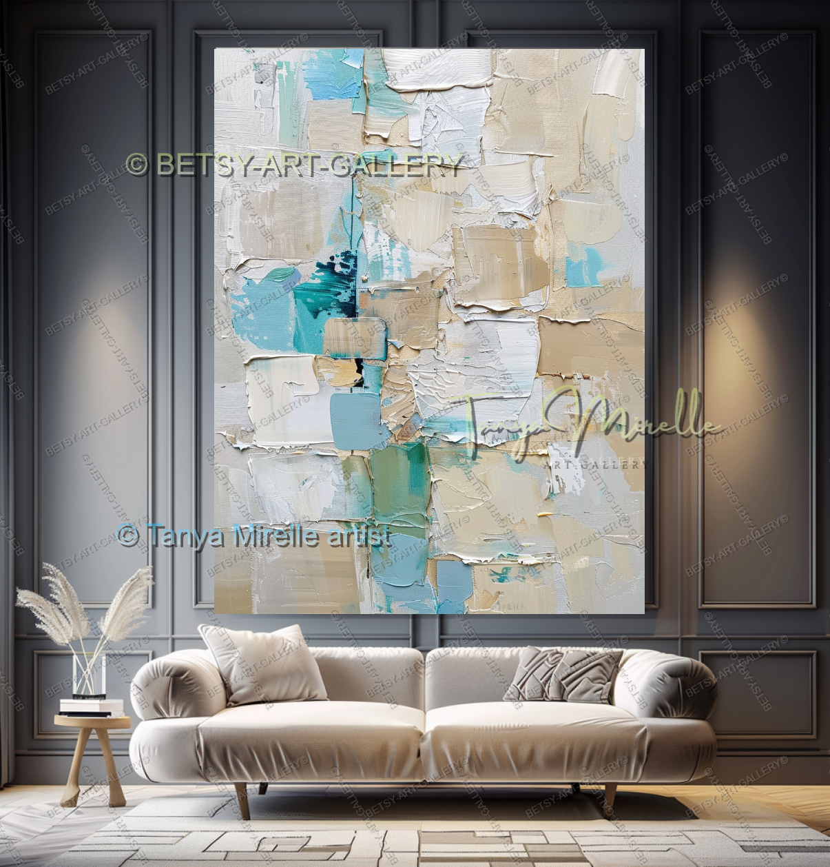 Industrial Ocean Abstract - Large Neutral Canvas Art for Living Room