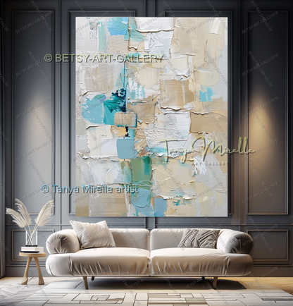 Industrial Ocean Abstract - Large Neutral Canvas Art for Living Room