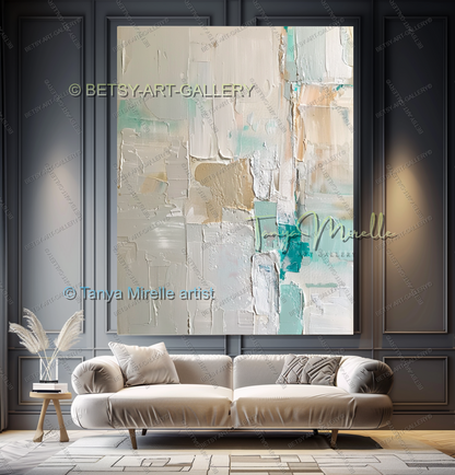 Industrial Ocean Abstract - Large Neutral Canvas Art for Living Room