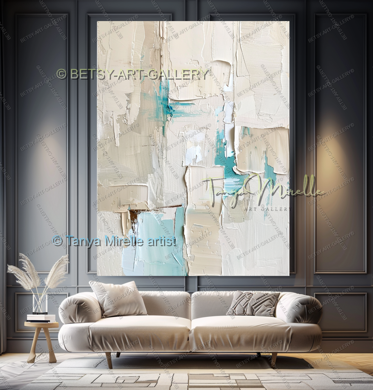 Industrial Ocean Abstract - Large Neutral Canvas Art for Living Room