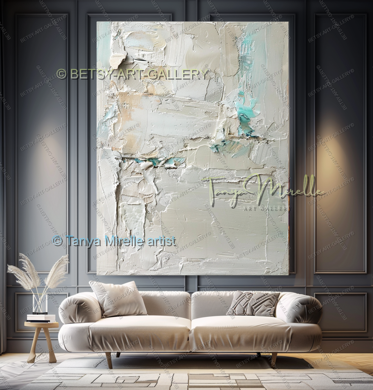 Industrial Ocean Abstract - Large Neutral Canvas Art for Living Room