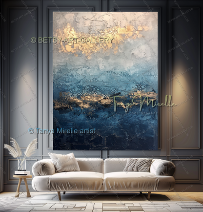 Deep Blue Structure – Modern Industrial Canvas, No Frame